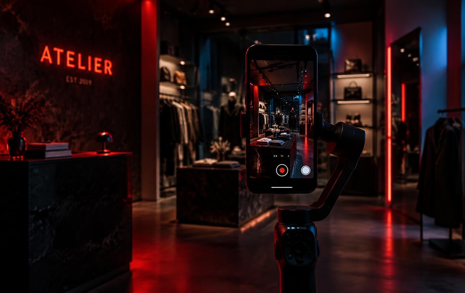 Tournage d'une vidéo verticale dans une boutique